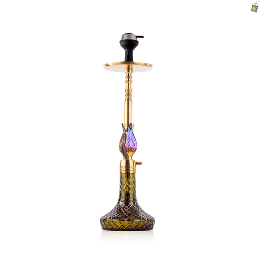 Animal Hookah with 2 Bags - Golden Stem / Emerald Green Base