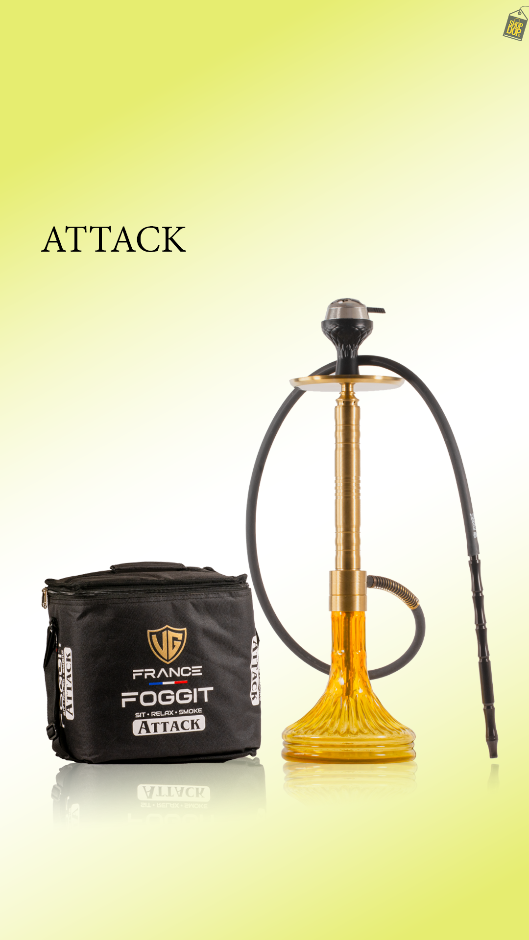 Attack Hookah with Bag - Gold Stem / Gold Base