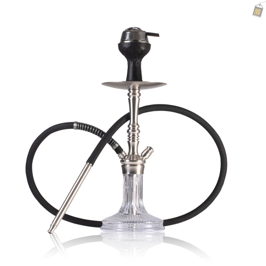 COCOYAYA Barcelona Hookah with Bag - Silver Stem / Transparent Base