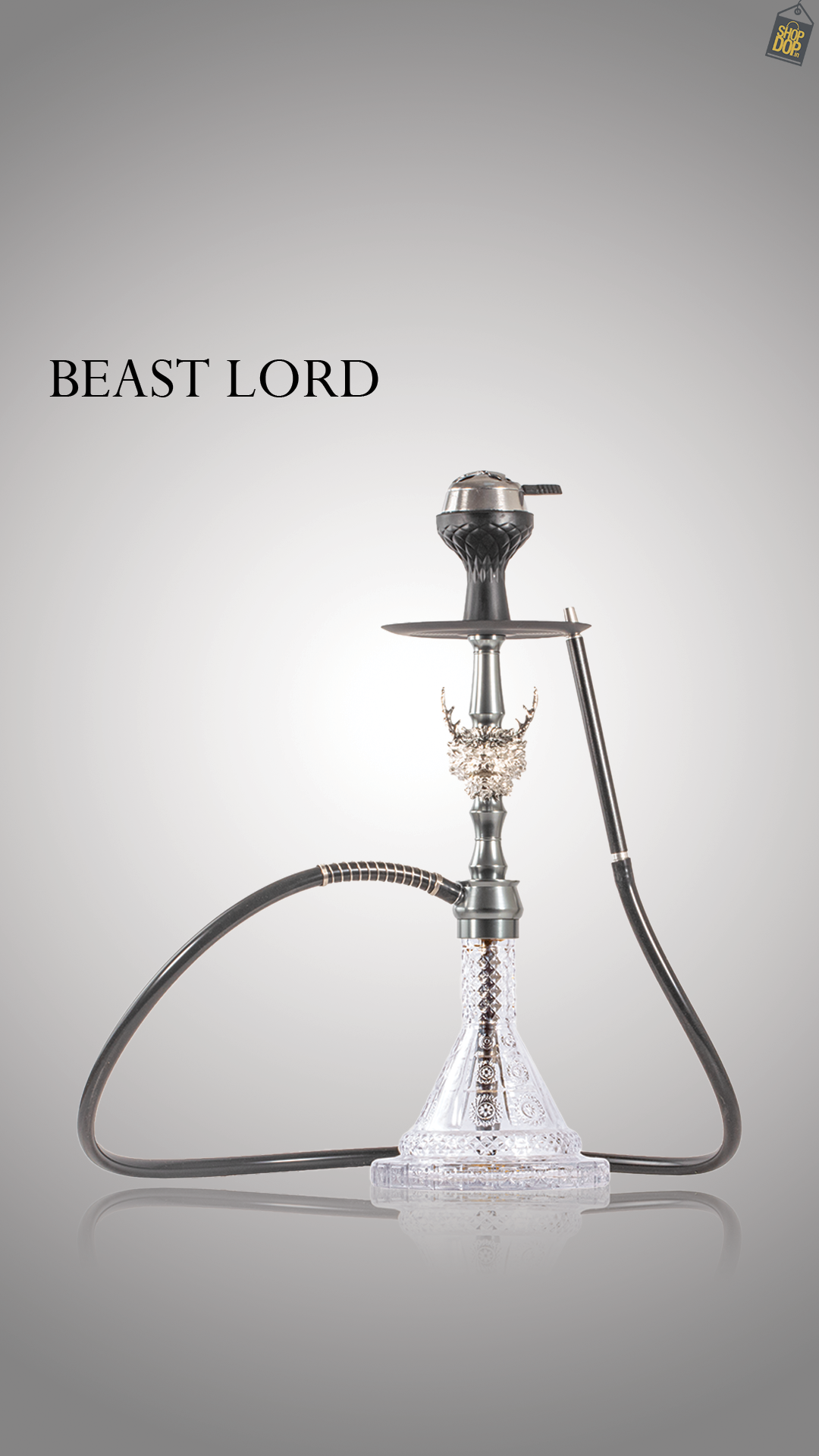 Beast Lord Hookah - Silver (Gun Metal Stem)