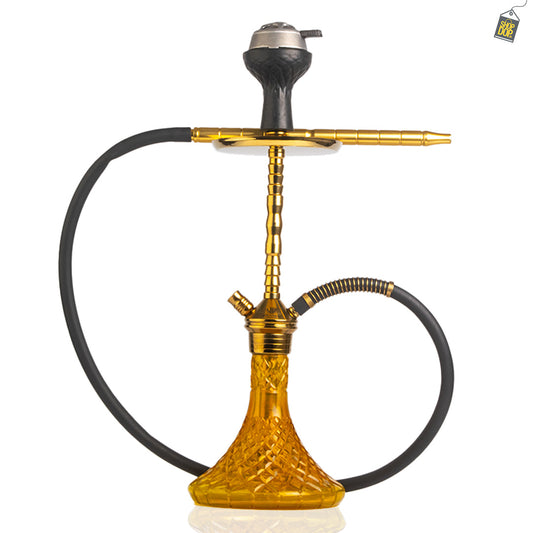 Fighter Ladder Hookah - Gold Stem / Amber Base