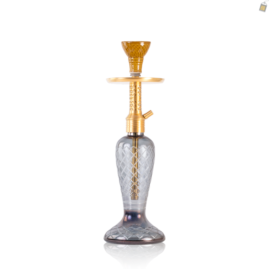 Big Dark Knight Slash Hookah with Bag - Gold Stem / CGB Base