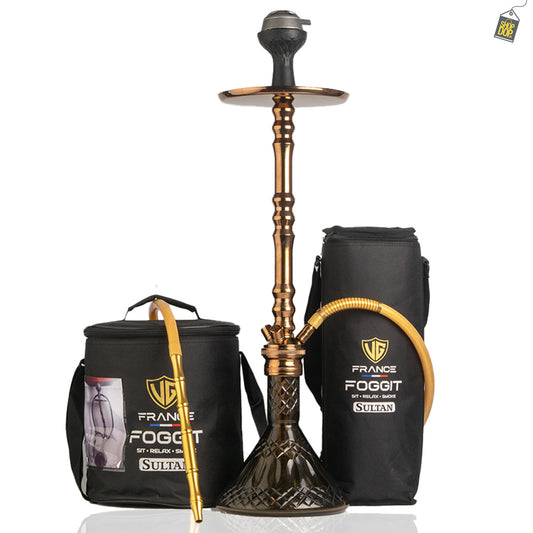 Sultan Arthur Hookah with 2 Bags - Black Base / Bronze Stem