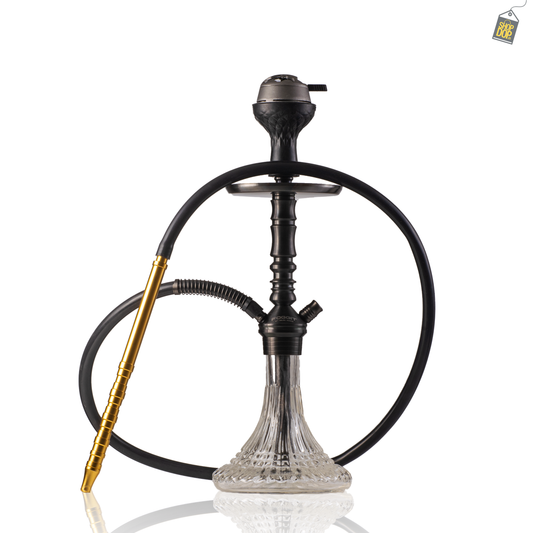 VG Joe R2 Hookah with Bag - Black Stem / Transparent Line Base