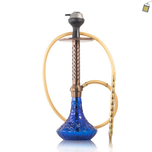 Alexander HRT Hookah with Bag - Bronze Stem / Blue Base