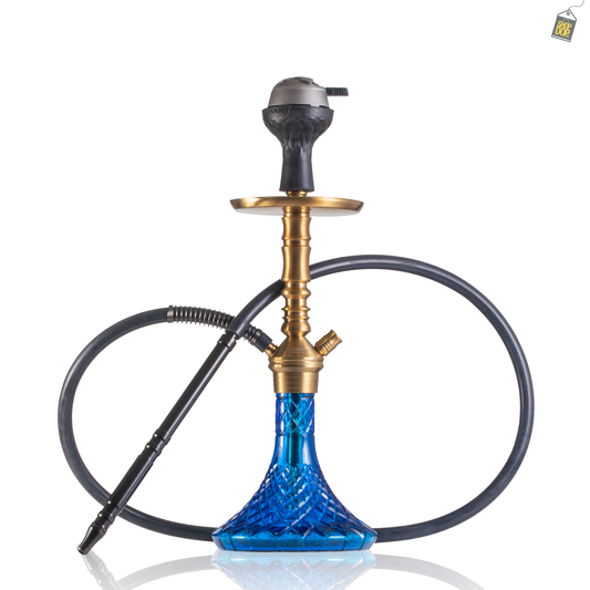 VG Joe R2 Hookah with Bag - Gold Stem / Blue Base