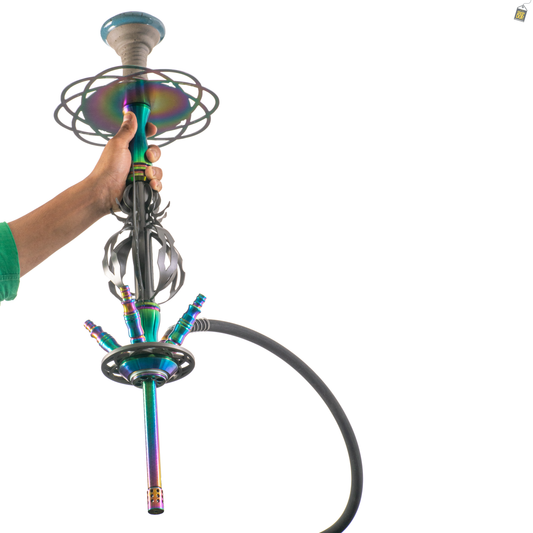 COCOYAYA Caesar 4 Pipe Hookah - Rainbow Stem / Transparent Base