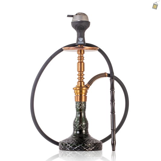 Persian Carafe Hookah with Bag - Bronze Stem / Emerald Green Base