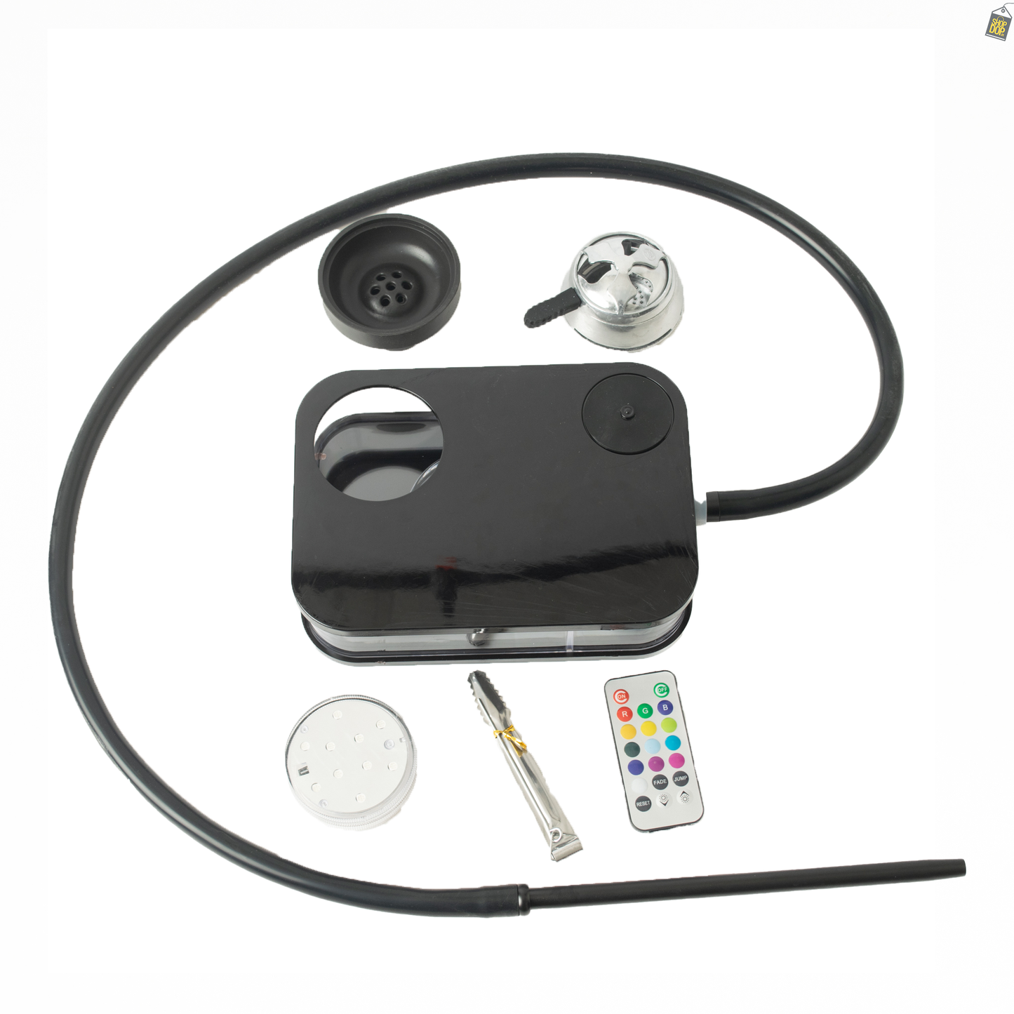 Car Hookah with LED Light & Remote - Black