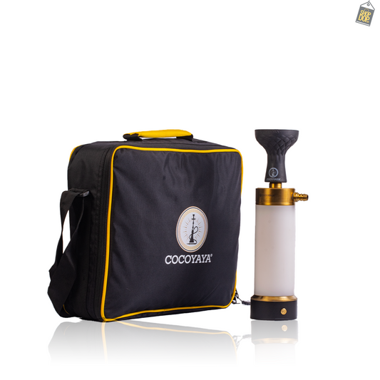 COCOYAYA Car-O-Bar LED Hookah with Bag - Gold Stem (White Base)
