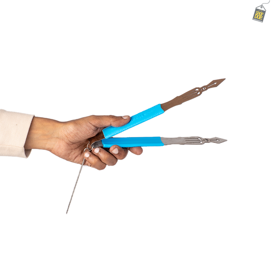 Silicone Grip Metallic Hookah Tong / Chimta - Blue