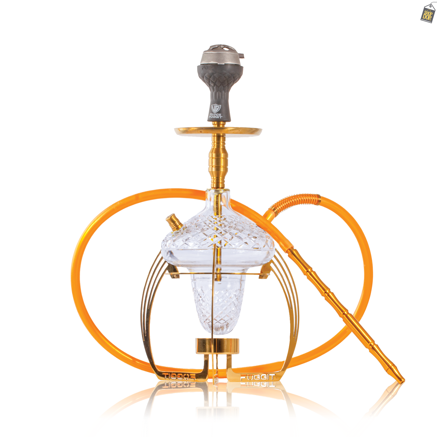 VG France Crown Hookah with Bag (LED & Remote) - Gold Stem / CGB Base