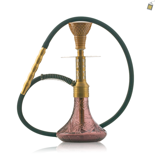 Dark Knight Orbit Hookah with Bag - Gold Stem / Purple Vertigo Base