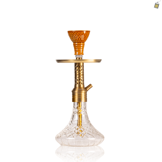 Dark Knight Slash Hookah with Bag - Gold Stem / Transparent Base