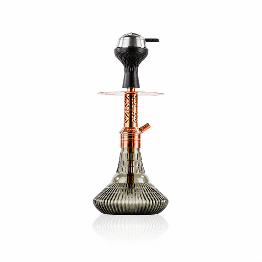 Dark Knight Gem Hookah with Bag - Bronze Stem / Emerald Green Ribbed Base