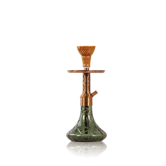 Dark Knight Orbit Hookah with Bag - Brown Stem / Emerald Green Base