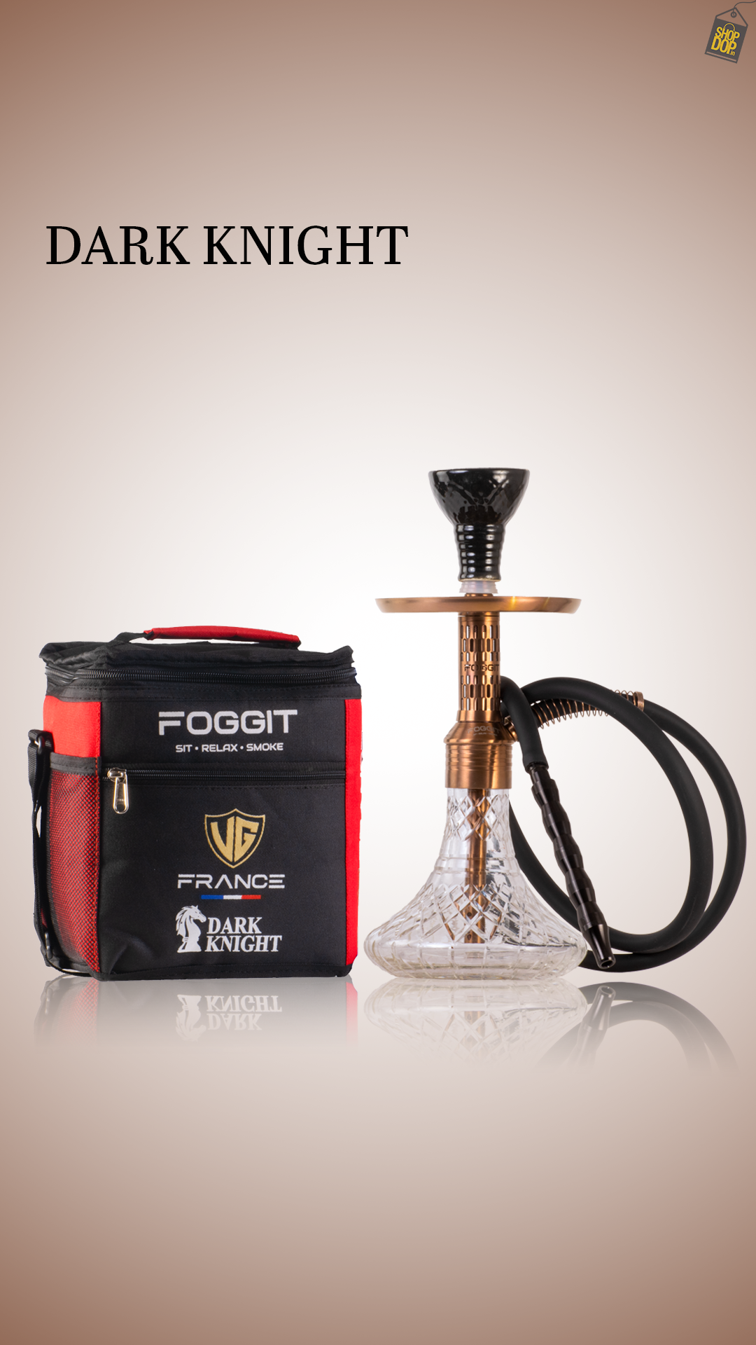Dark Knight Orbit Hookah with Bag - Bronze Stem / Transparent Base