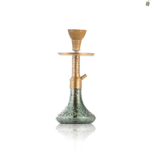 Dark Knight Slash Hookah with Bag - Gold Stem / Emerald Green Base