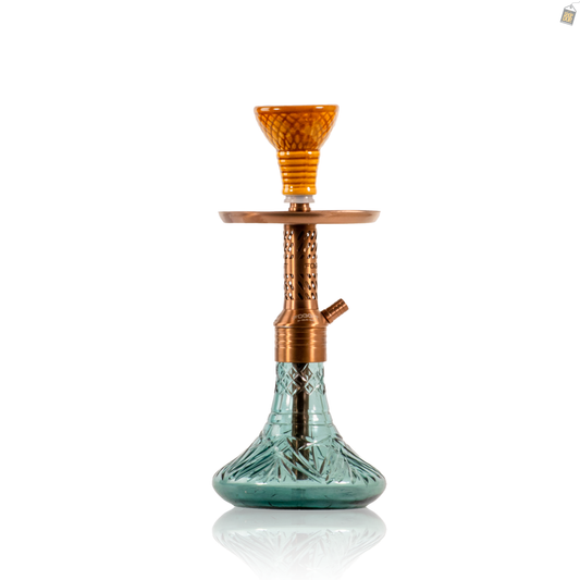 Dark Knight Slash Hookah with Bag - Bronze Stem / Aqua Base