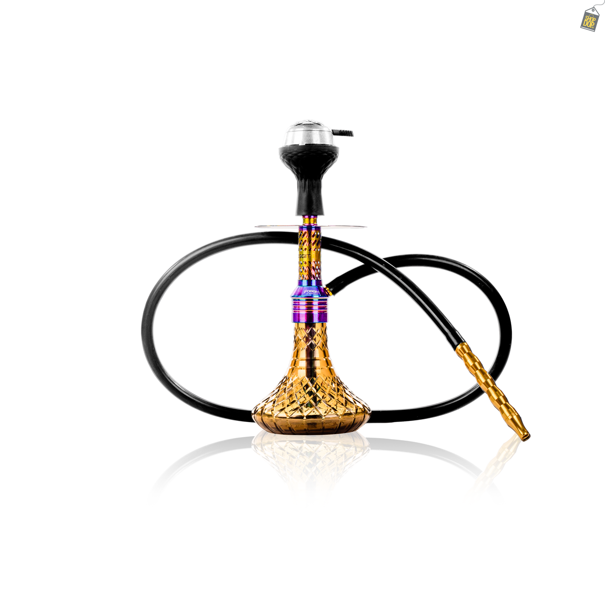 Dark Knight Slash Hookah with Bag - Rainbow Stem / Grey Base