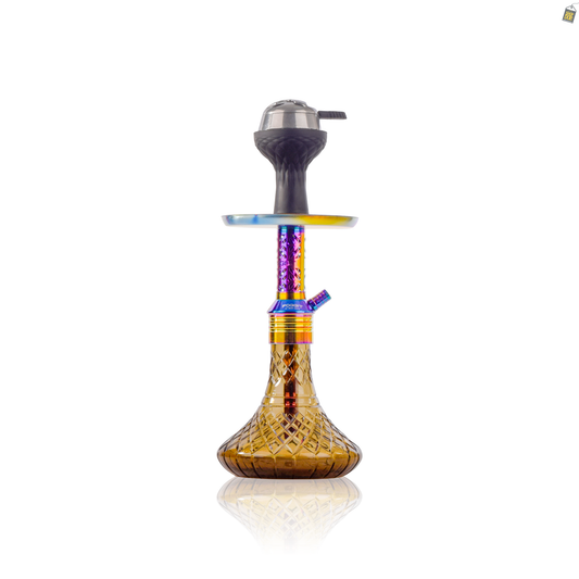 Dark Knight Slash Hookah with Bag - Rainbow Stem / Grey Base