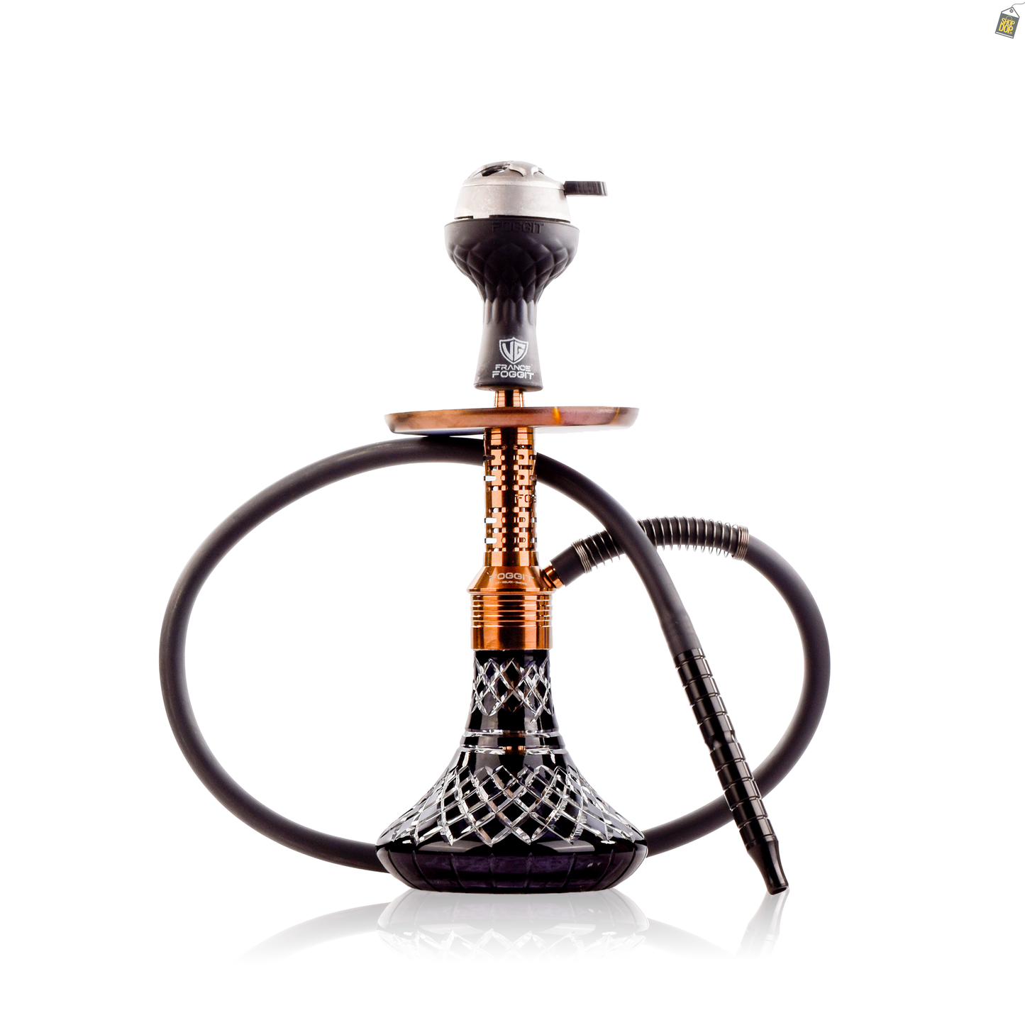 Dark Knight Zipper Hookah with Bag - Bronze Stem / Black Base