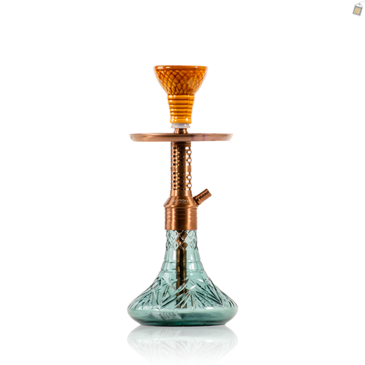 Dark Knight Zipper Hookah with Bag - Bronze Stem / Aqua Base