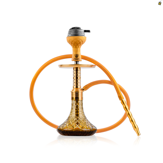 Dark Knight Zipper Hookah with Bag - Gold Stem / Gold Base