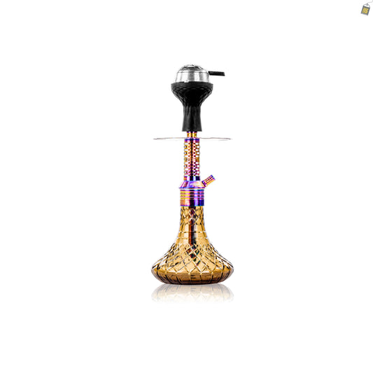 Dark Knight Zipper Hookah with Bag - Rainbow Stem / Grey Base