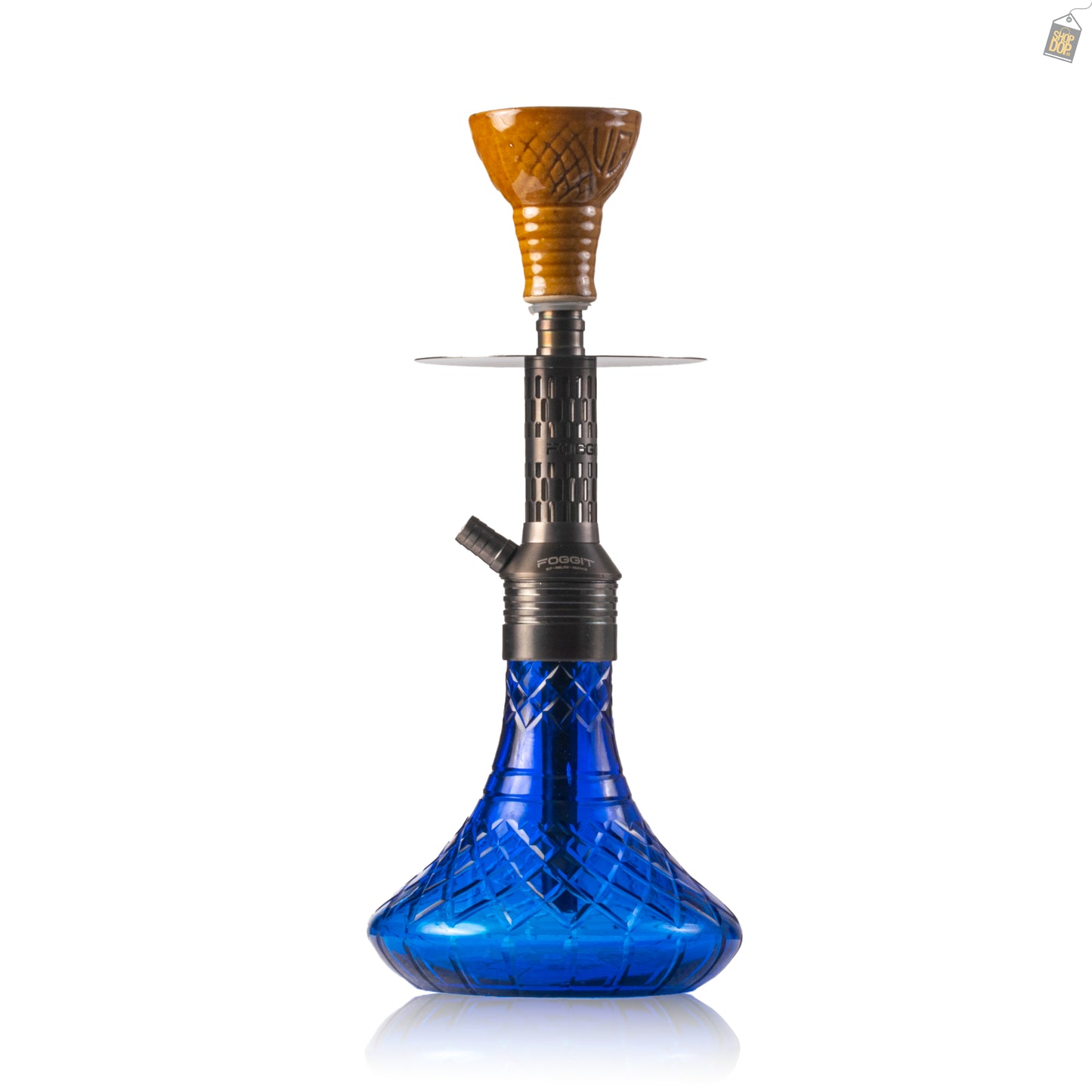 Dark Knight Orbit Hookah with Bag - Grey Stem / Blue Base