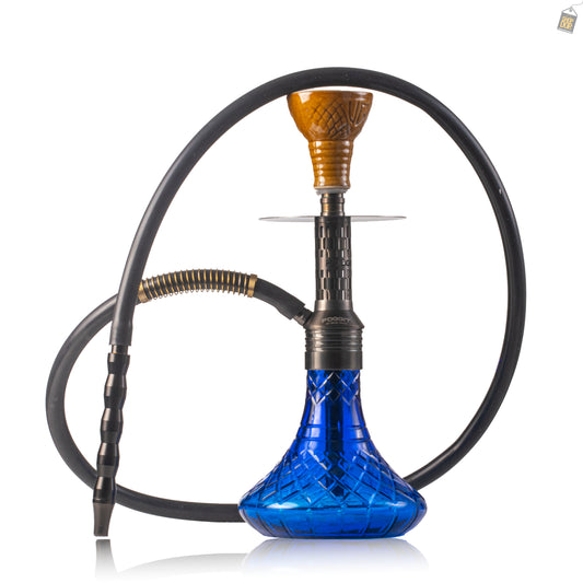 Dark Knight Orbit Hookah with Bag - Grey Stem / Blue Base