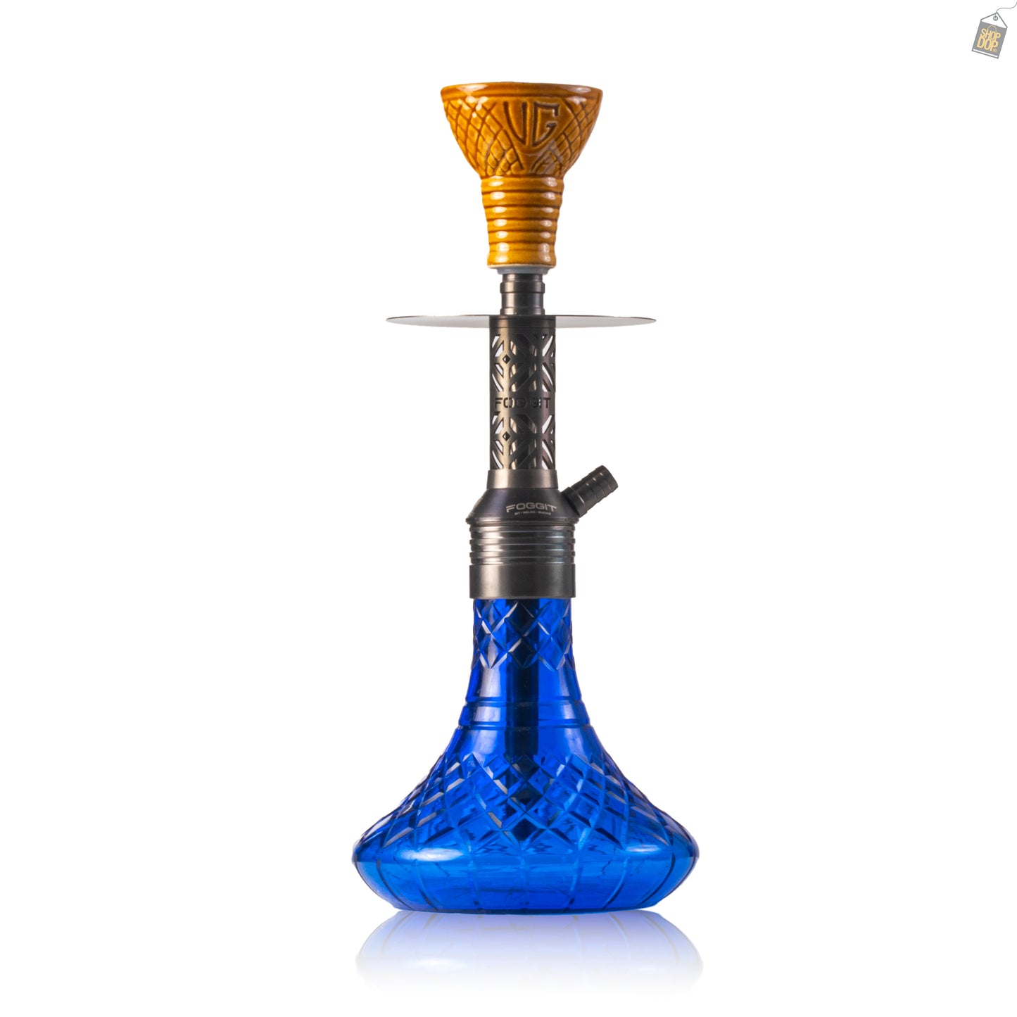 Dark Knight Gem Hookah with Bag - Grey Stem / Blue Base