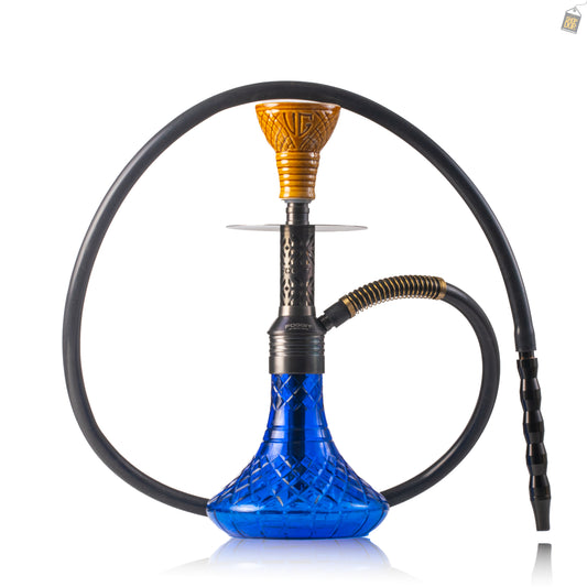Dark Knight Gem Hookah with Bag - Grey Stem / Blue Base