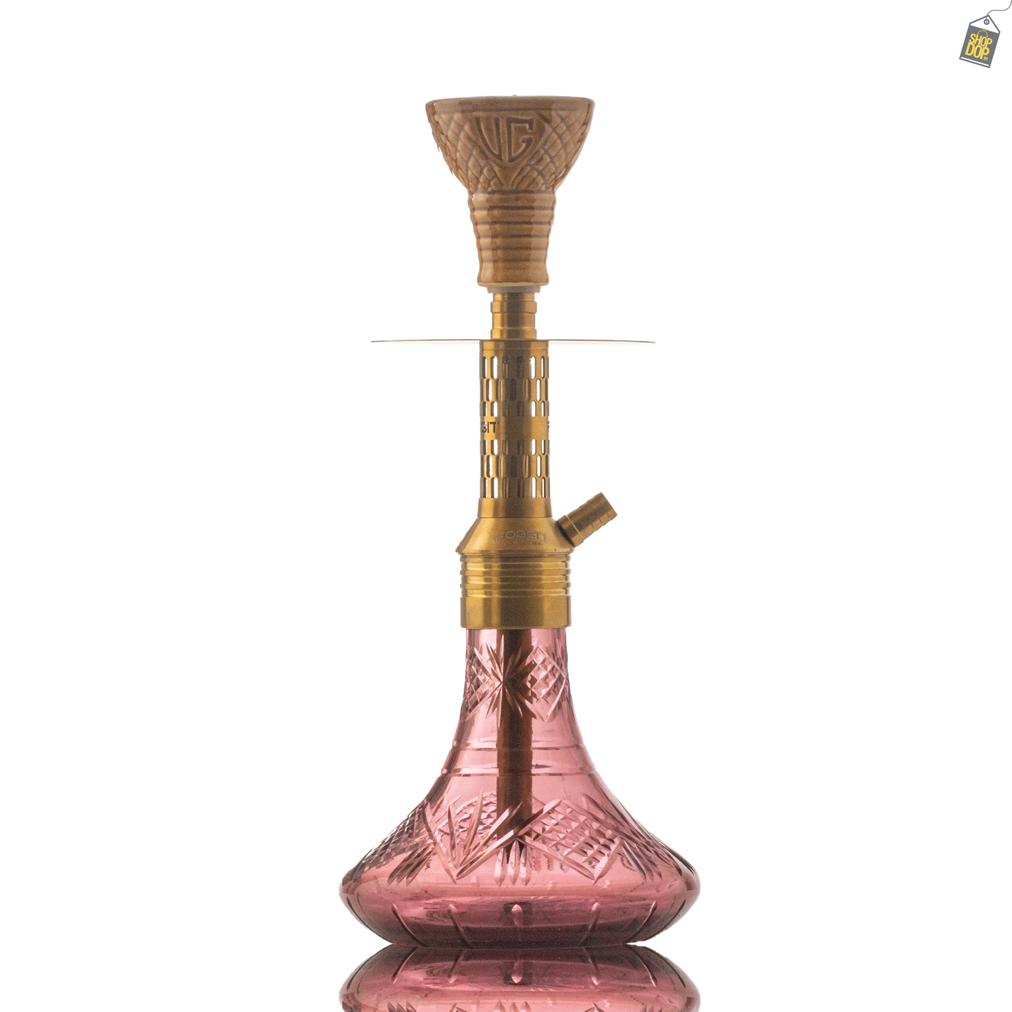 Dark Knight Orbit Hookah with Bag - Gold Stem / Purple Vertigo Base