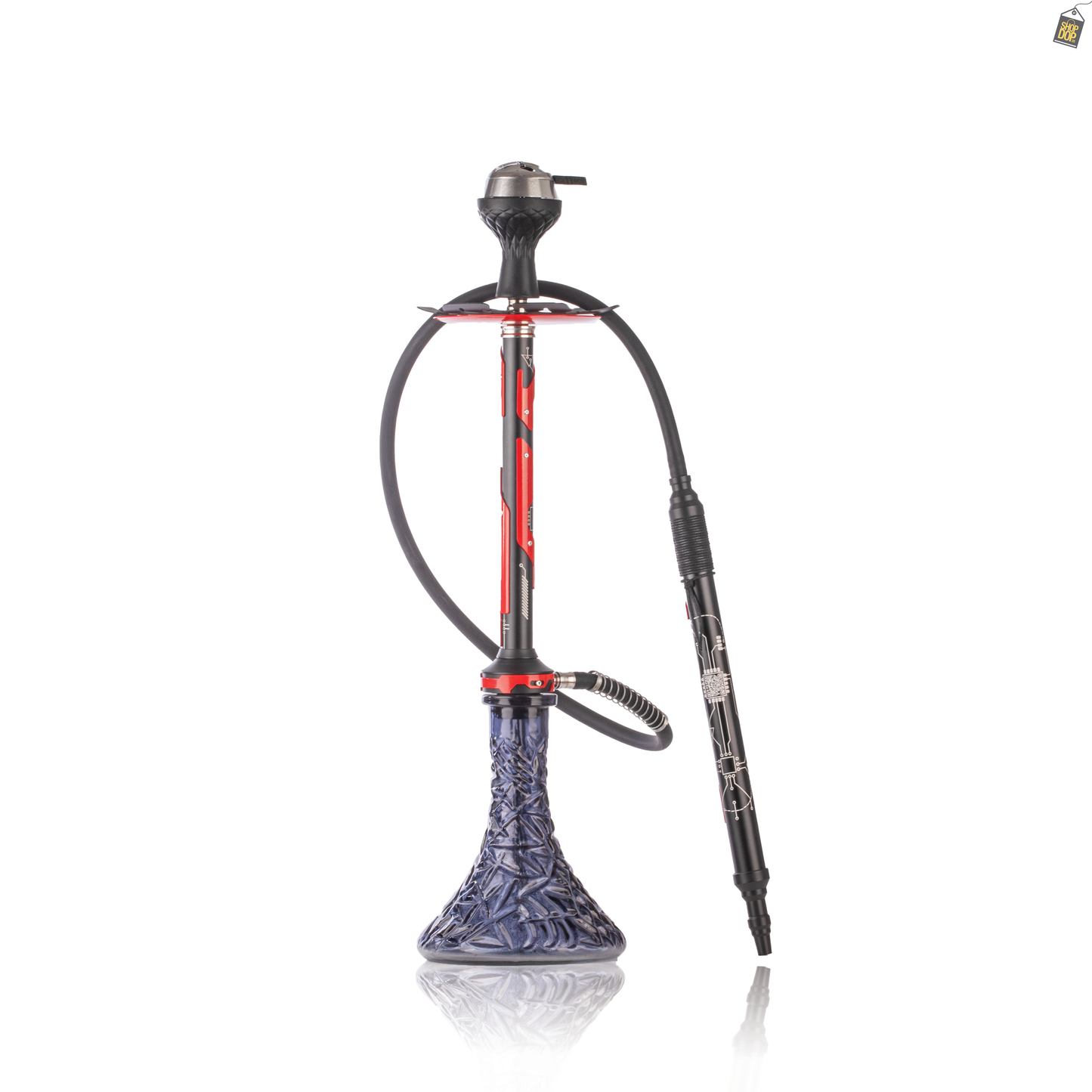 El Bomber Jack Hookah - Red Stem / Black Base