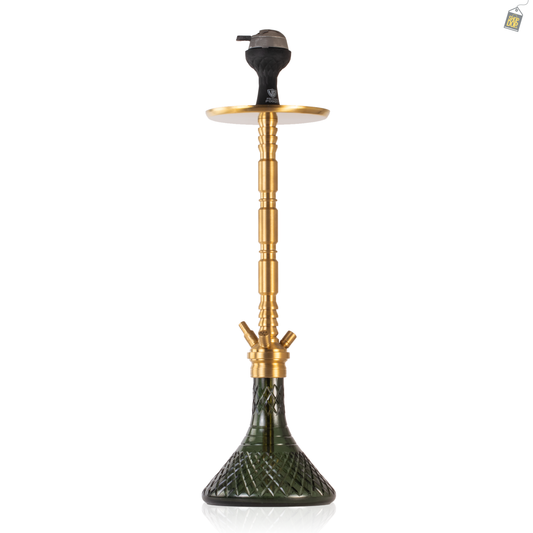 Sultan Evans Hookah with 2 Bags - Gold Stem / Emerald Green Base