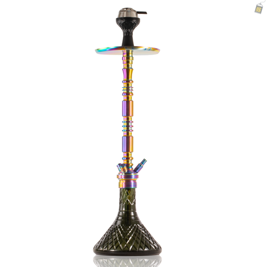 Sultan Evans Hookah with 2 Bags - Rainbow Stem / Emerald Green Base