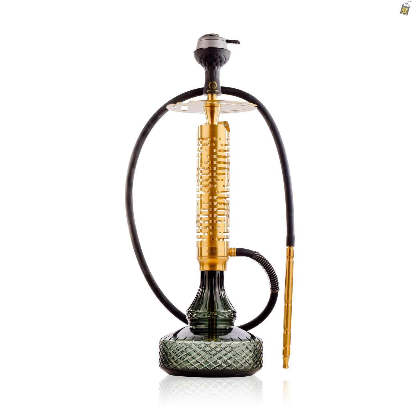 COCOYAYA Vivanta Zipper Hookah (Ferro Series) - Gold Stem / Emerald Green Base with bag