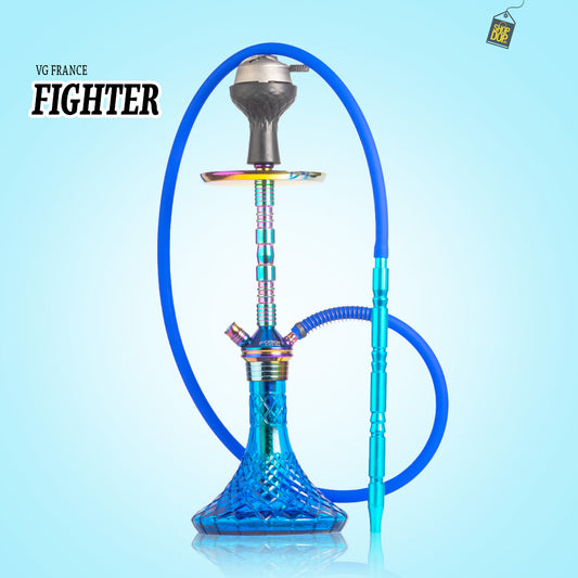 Fighter Hookah R4 - Rainbow Stem / Blue Base