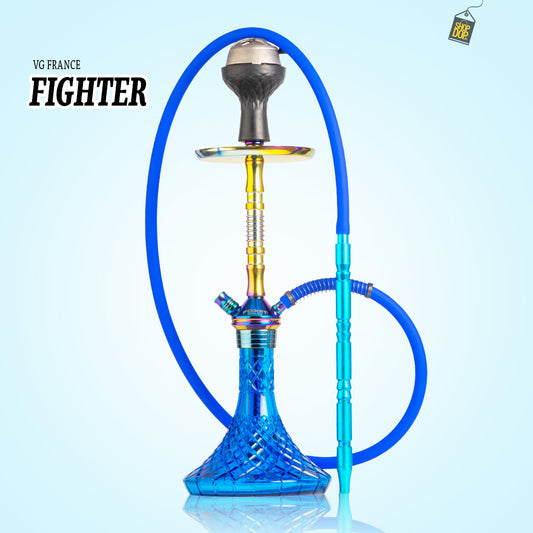 Fighter R6 Hookah - Rainbow Stem / Blue Base
