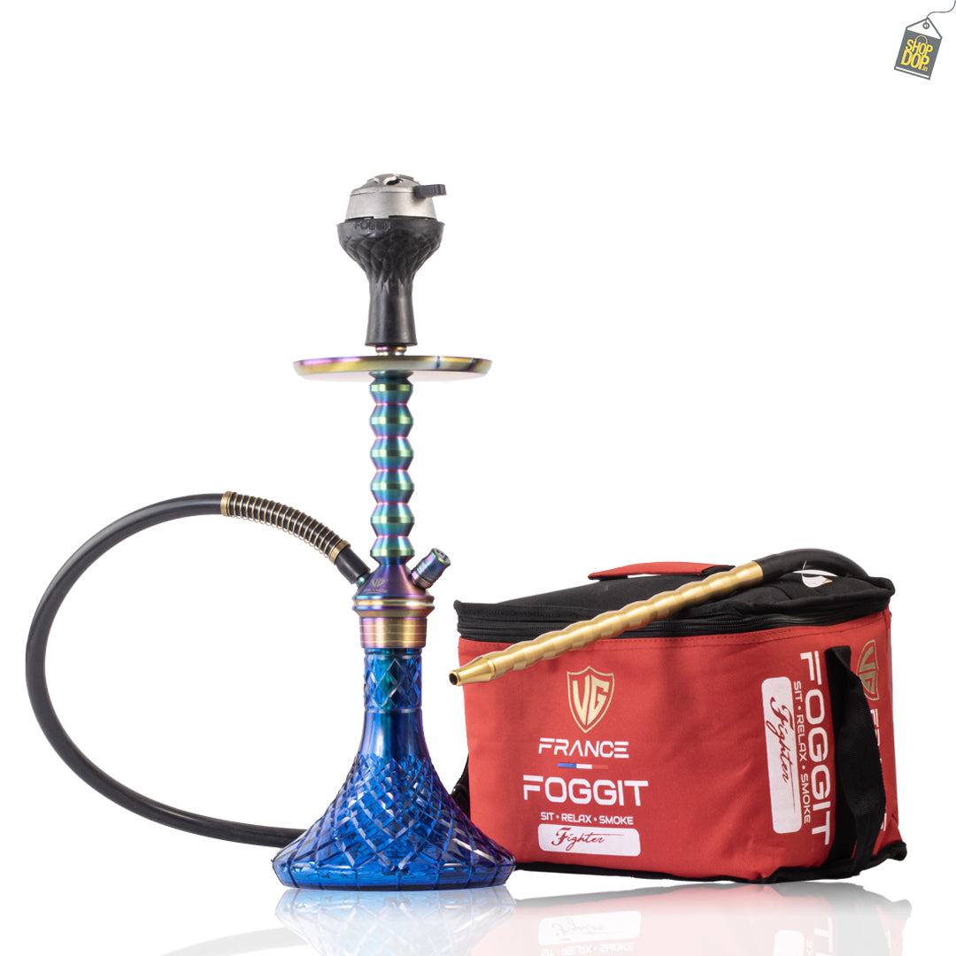 VG Joe Ladder Hookah with Bag - Rainbow Stem / Blue Base