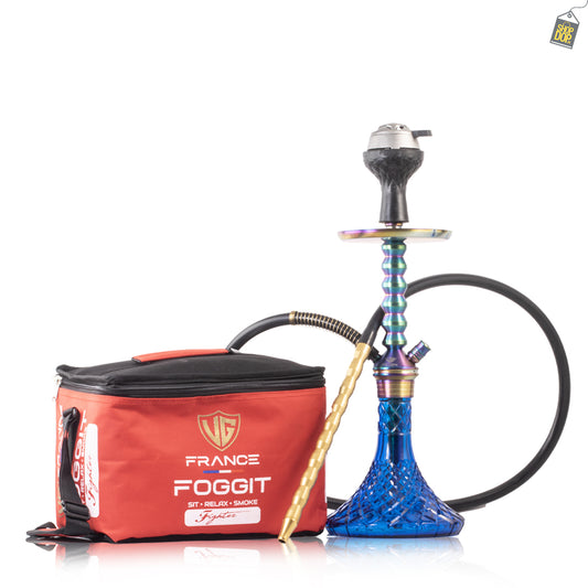 VG Joe Ladder Hookah with Bag - Rainbow Stem / Blue Base
