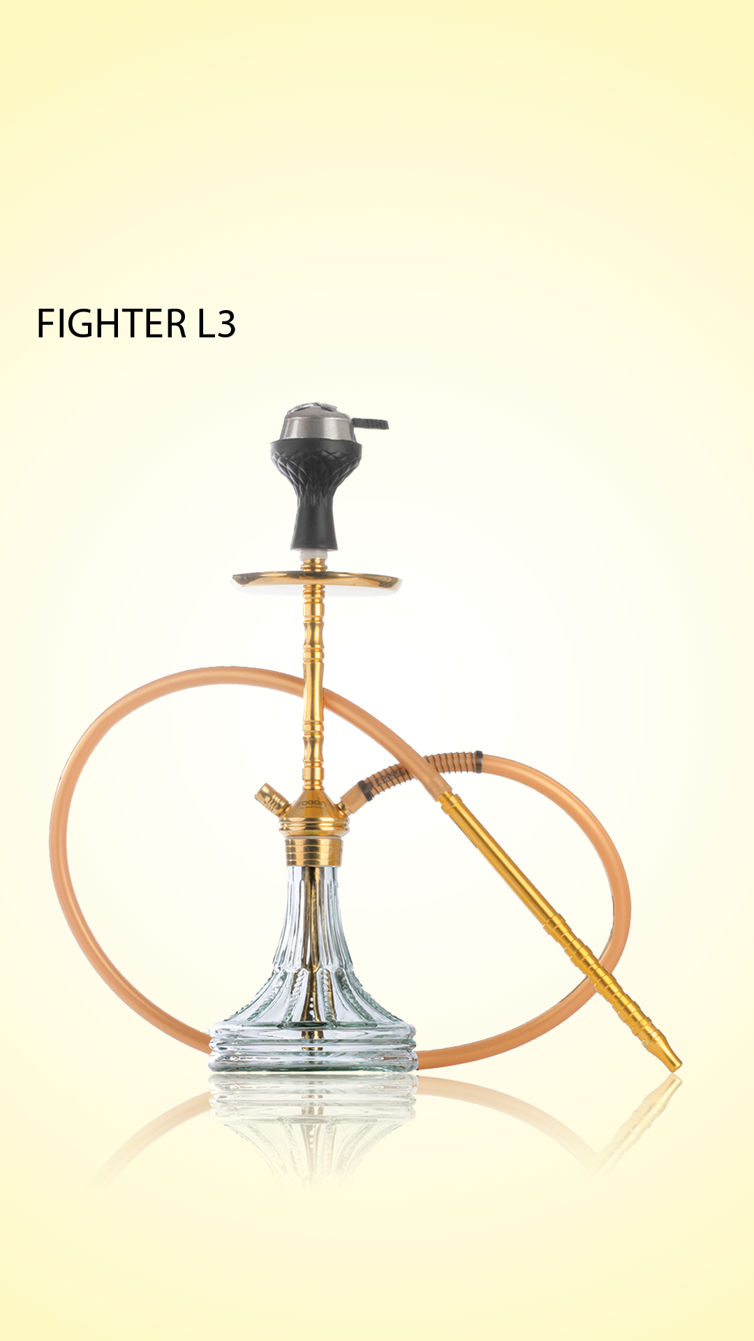 Fighter Hookah L3 - Gold Stem / Transparent Asterisk Base