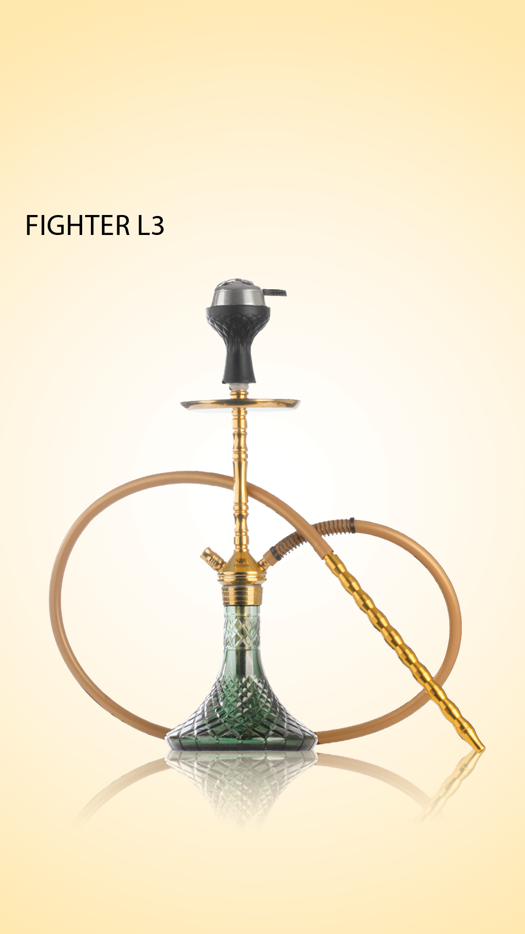 Fighter Hookah L3 - Gold Stem / Emerald Green Base