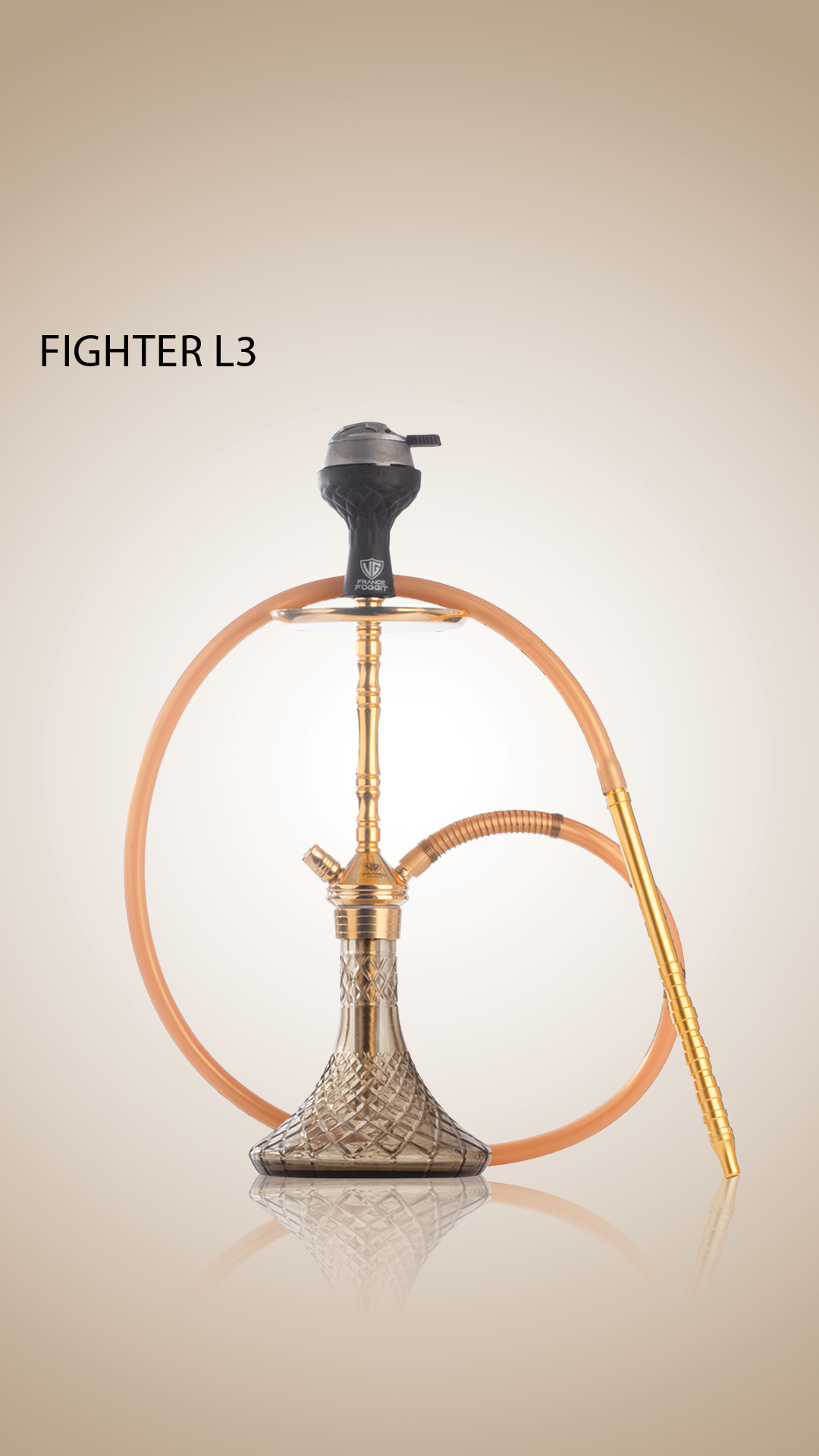 Fighter Hookah L3 - Gold Stem / Grey Base