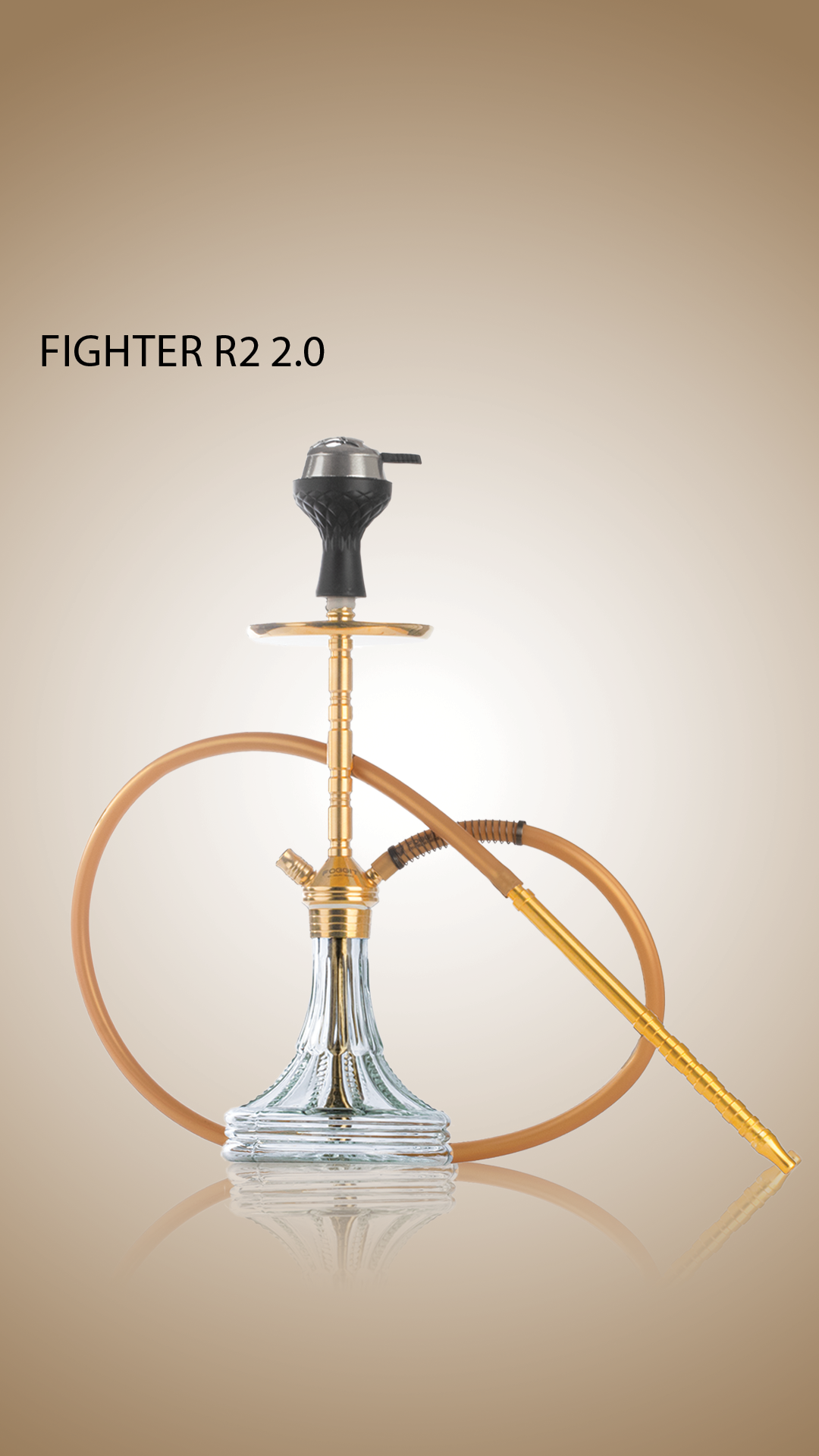 Fighter Hookah R2 2.0 - Gold Stem / Transparent Asterisk Base
