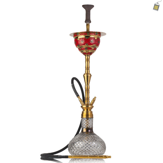 COCOYAYA Printed Gamaliya Arabia Grande Hookah - Gold Stem / Round Base