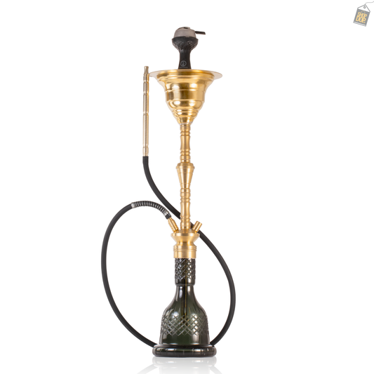 COCOYAYA Gamaliya Arabia Grande Hookah with Bag - Gold Stem / Green Base