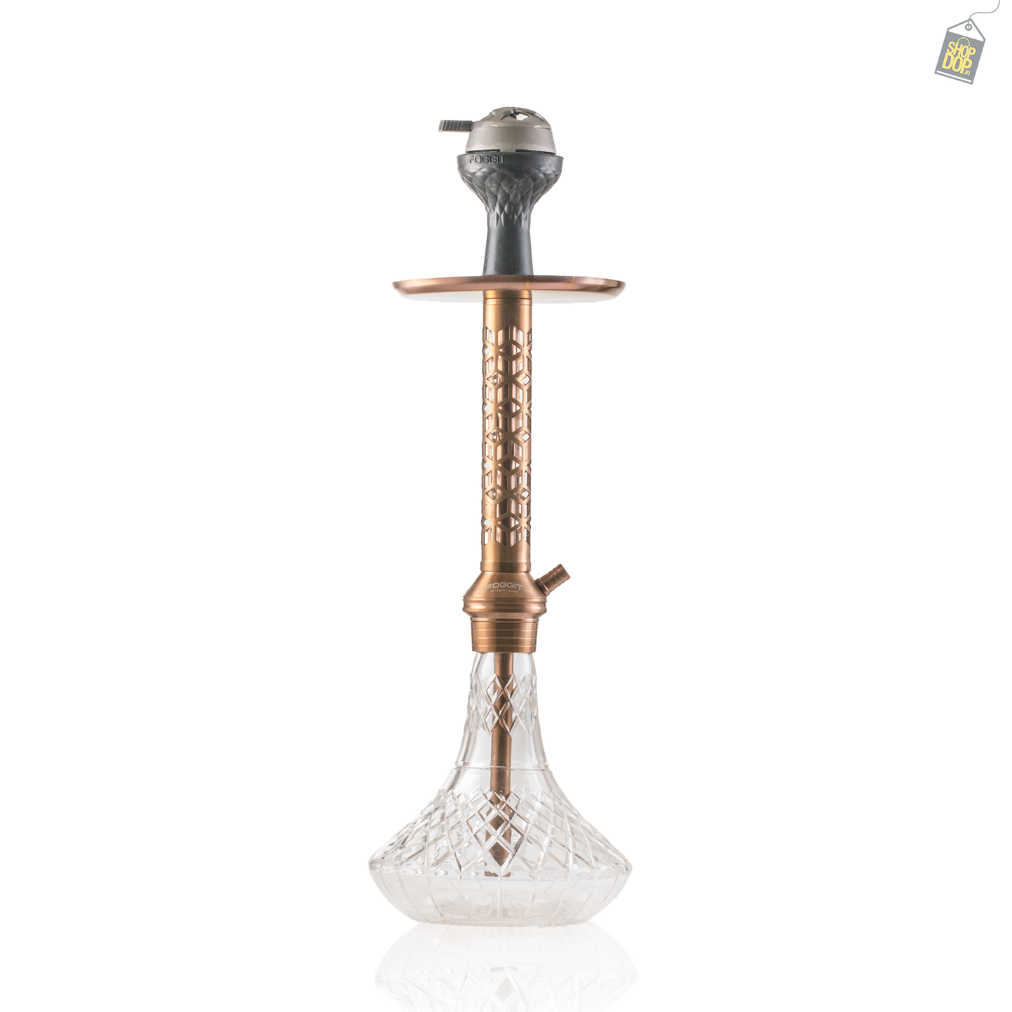 Alexander JLS Hookah with Bag - Brown Stem / Transparent Base