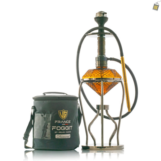 Gemstone Hookah - Black Stem (Amber Base)